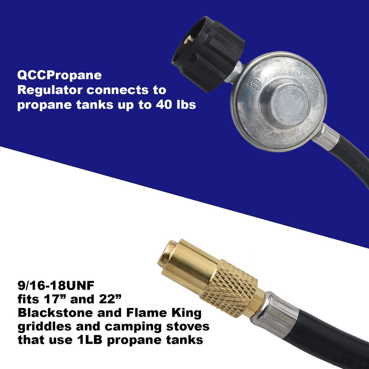 Flame King Regulator Hose Adapter Connect to 20Lb Tank for 17 and 22 inch Tabletop Grill Griddle, 6 Feet