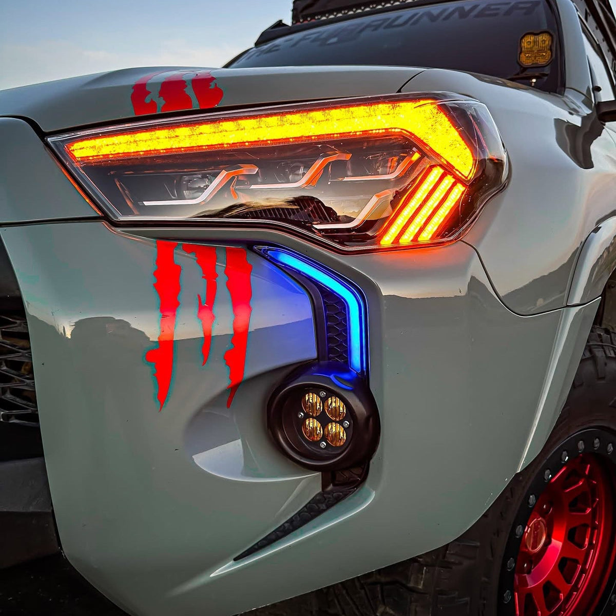 LED DRL Fog Light Fang Bezel Kit for 4Runner (2014-2024)