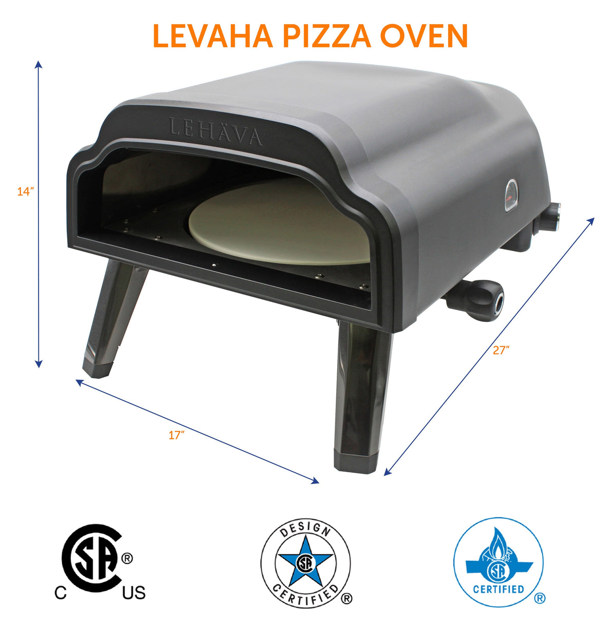 Flame King Outdoor Portable 14-inch Propane Pizza Oven Gas 360 Degree Rotating Stone