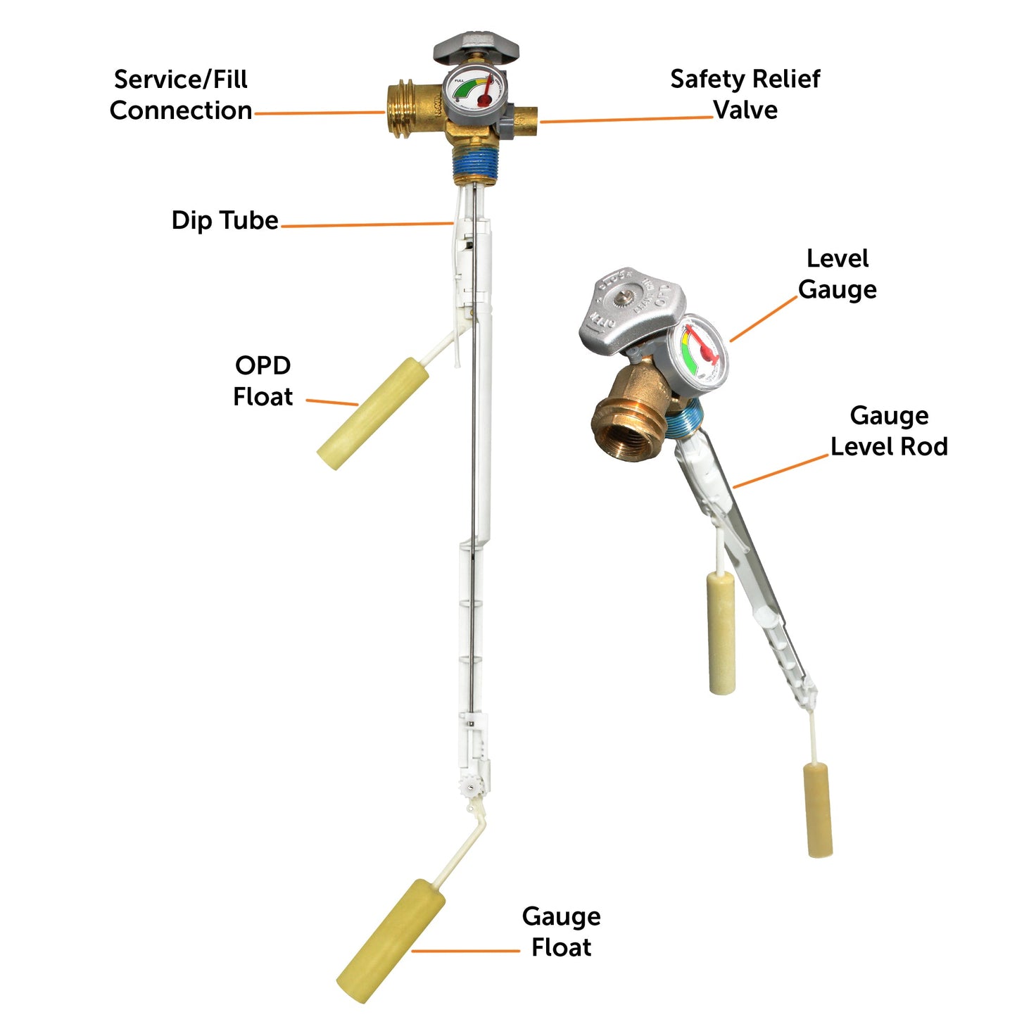 Flame King 30lb OPD Service Valve with Float Gauge