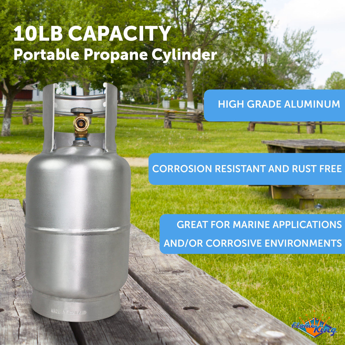 Flame King Lightweight 10lb Aluminum Propane Tank LP Cylinder with OPD