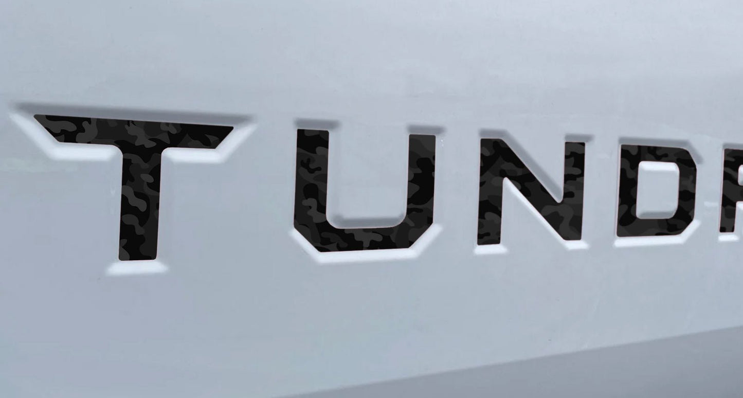 Black Shadow Camo Vinyl Decals Letter Inserts for 2022-2025 Tundra Tailgate