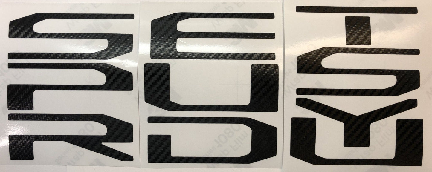 Carbon Fiber Textured Vinyl Decal Letter Inserts for 2017-2025 SUPER DUTY Tailgate