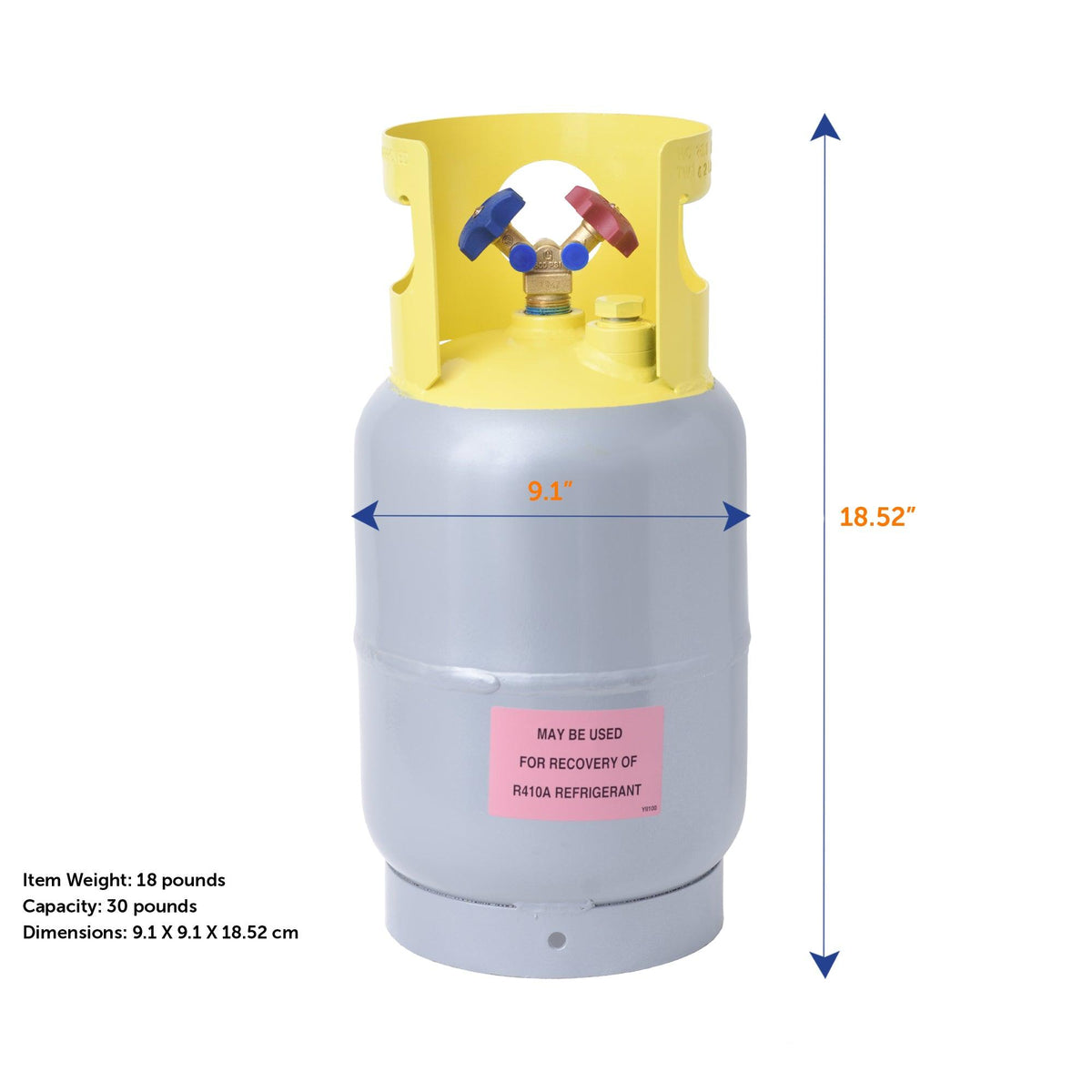 Flame King 30 lb Refrigerant Recovery Cylinder Tank with SCG Y-Valve