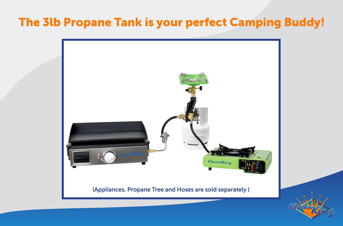 Flame King 3lb Propane Tank LP Cylinder with Gauge and OPD