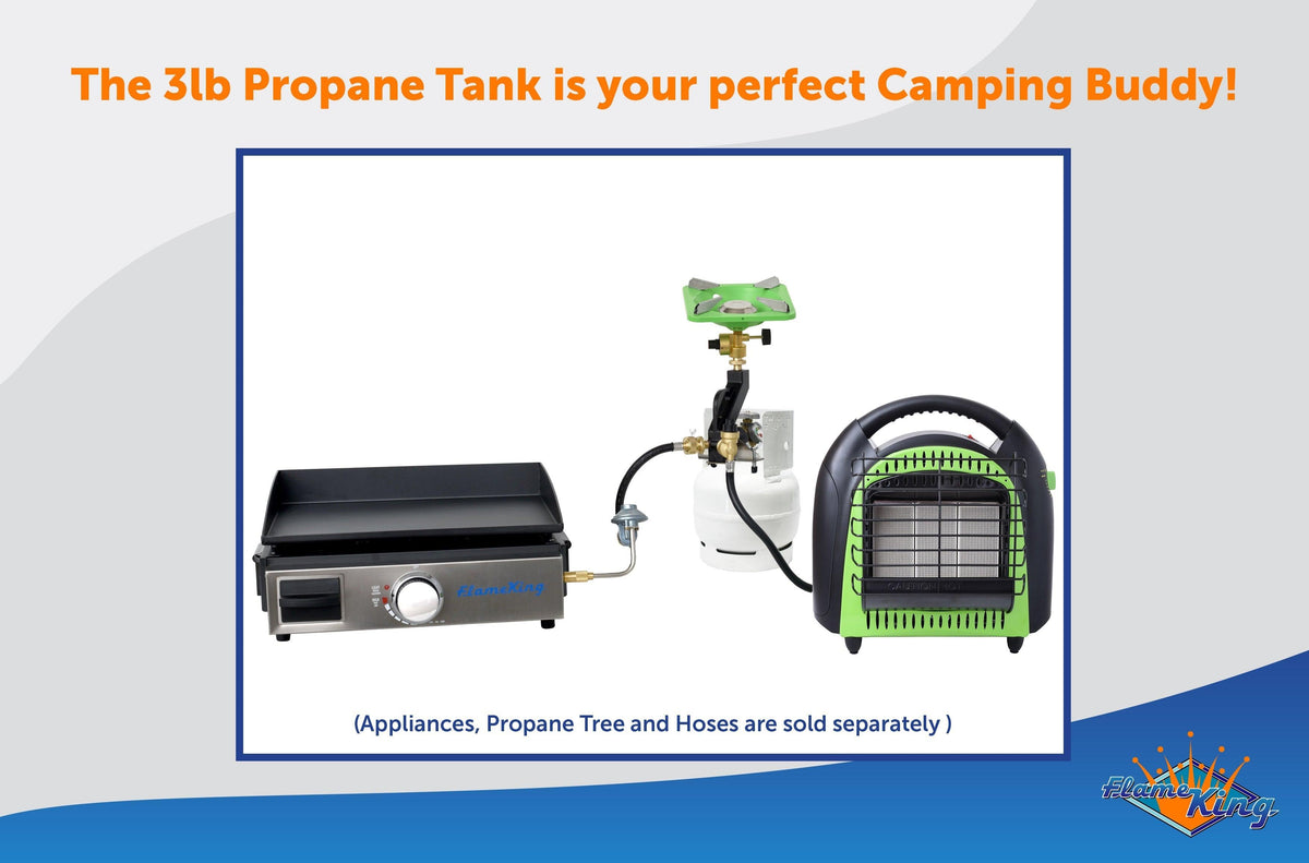 Flame King 3lb Propane Tank LP Cylinder with Gauge and OPD