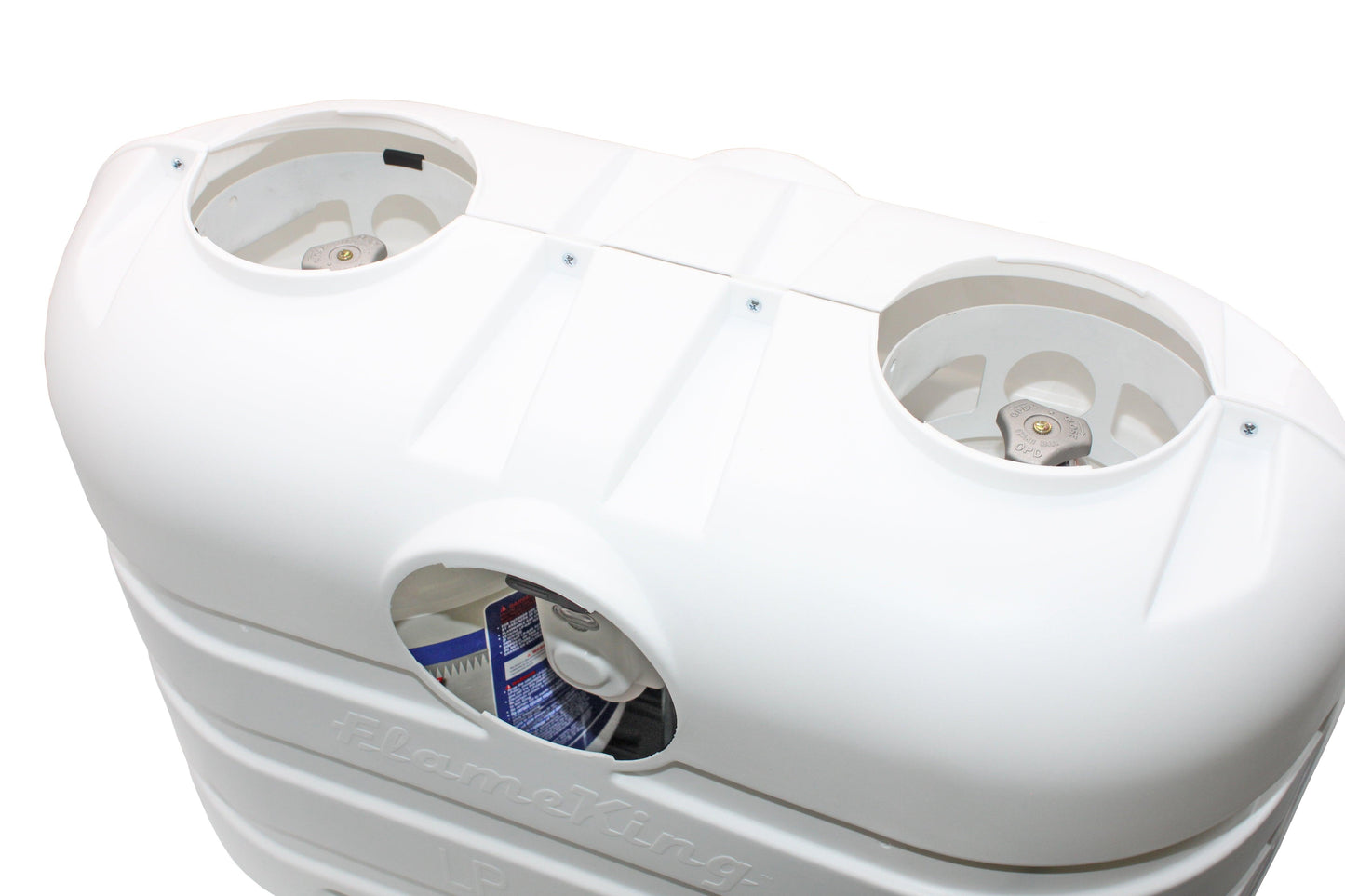 Flame King Dual 30LB LP Propane Tank Light Plastic Heavy Duty Cover RV Trailer White