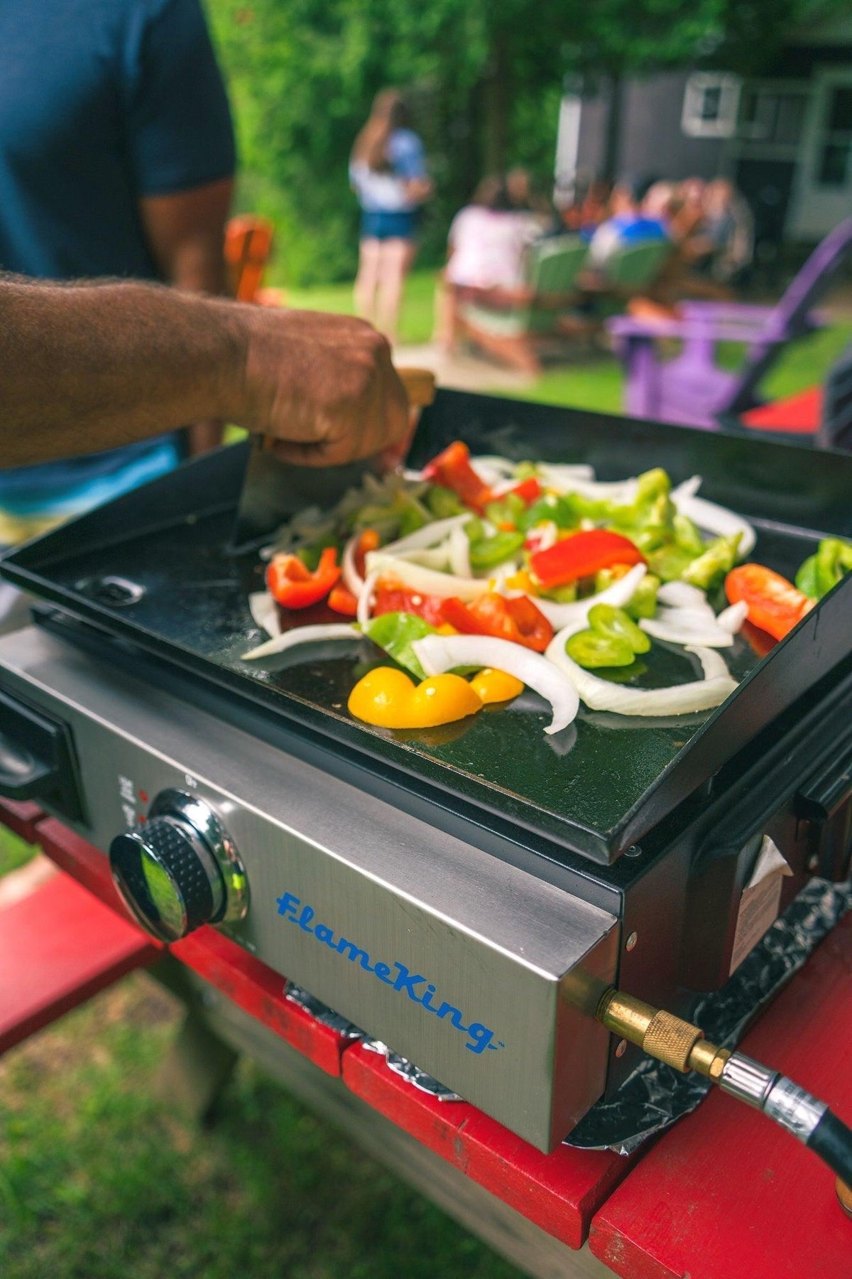 Flame King Flat Top Portable Propane Griddle with Cast Iron Burner