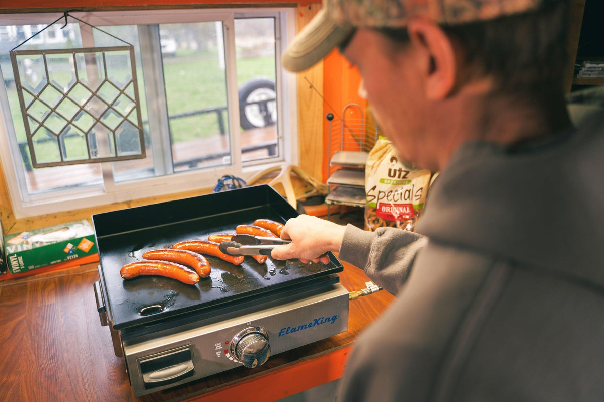 Flame King Flat Top Portable Propane Griddle with Cast Iron Burner