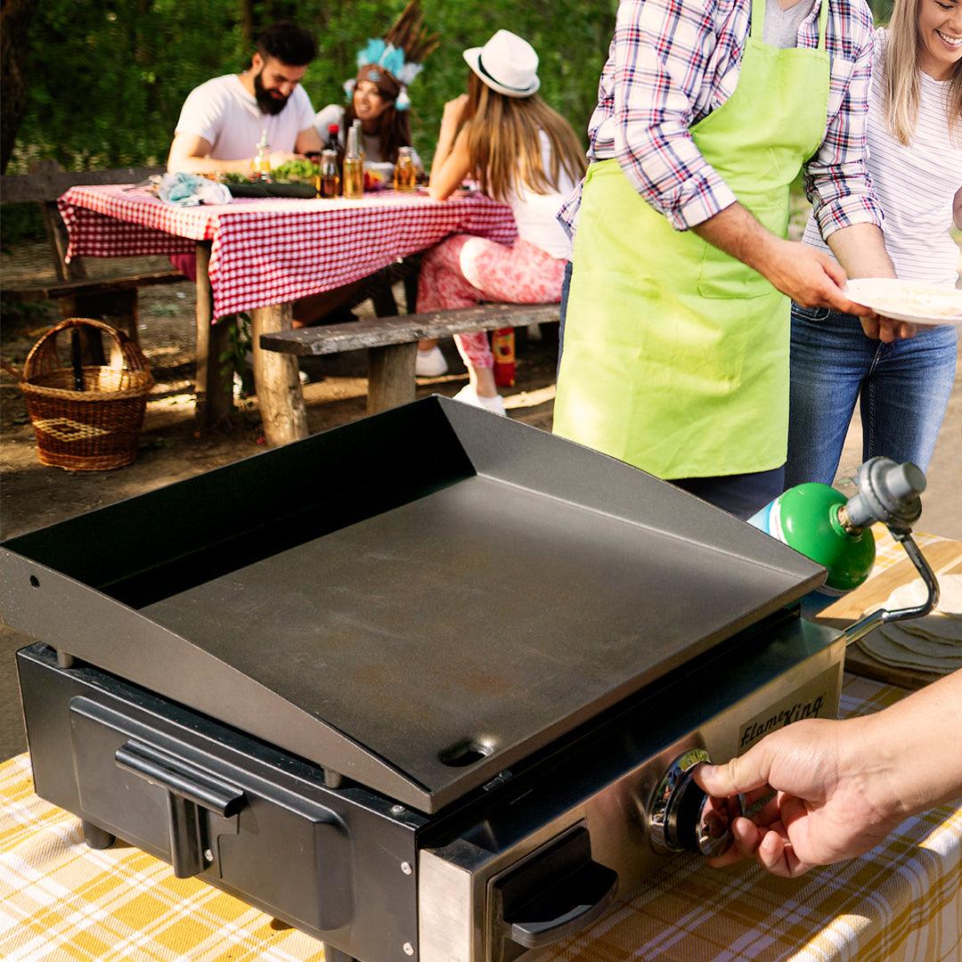 Flame King Flat Top Portable Propane Griddle with Cast Iron Burner