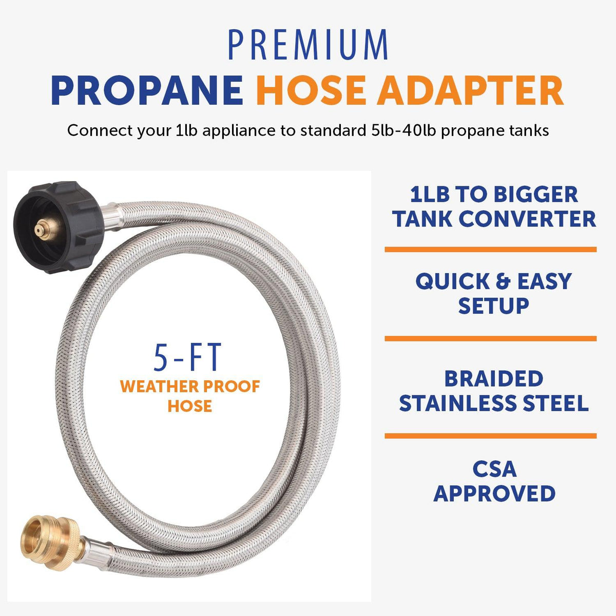Flame King Propane Gas Hauler Kit 10lb Propane Tank, Adapter Hose and Insulated Protective Carry Case