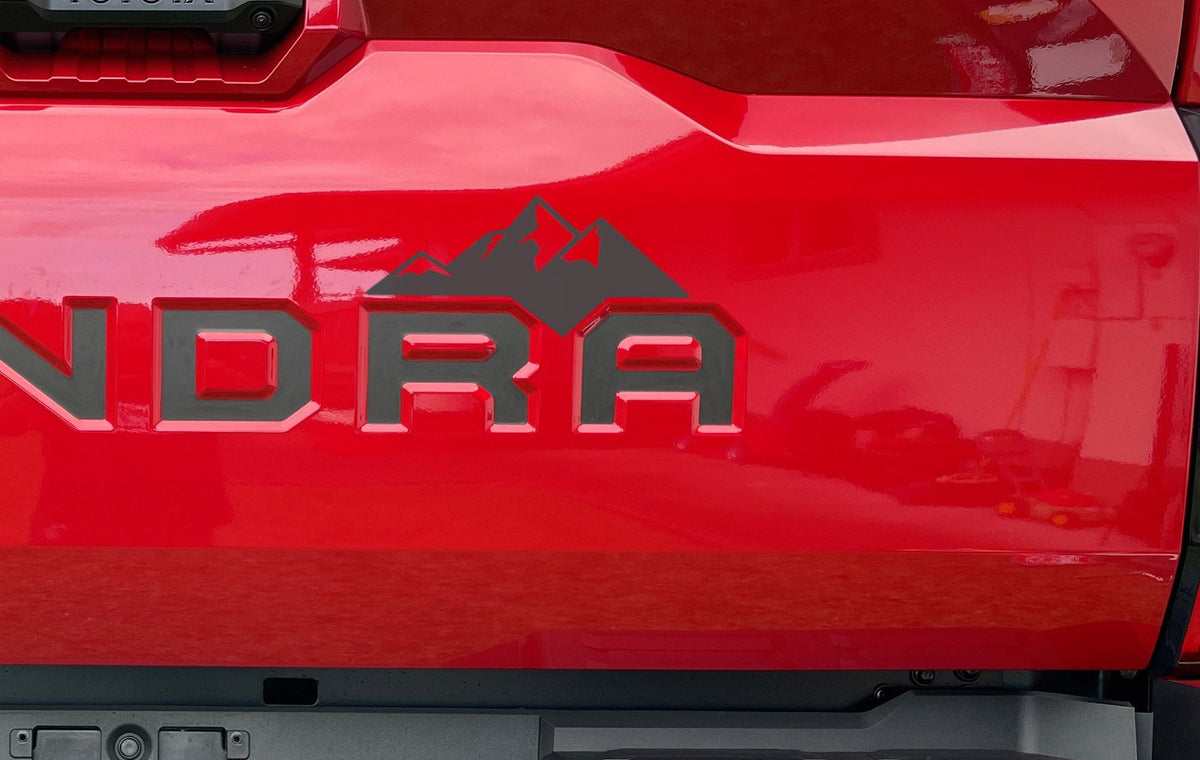Premium Cast Matte Black Vinyl Decal Mountain for 2014-2026 Tundra Tailgate