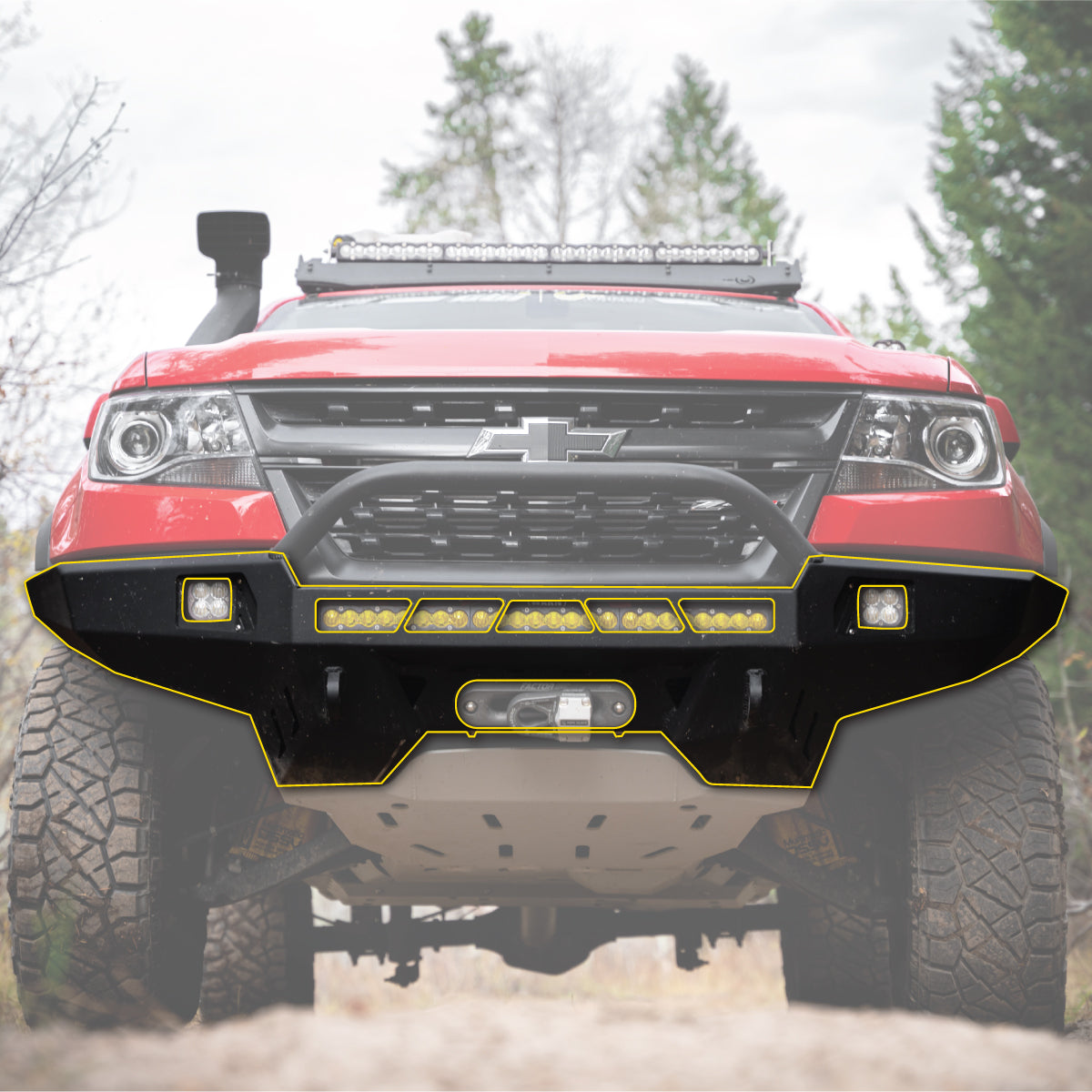 Chevy Colorado ZR2 Classic Front Bumper Powdercoat Black Steel 15-20 Colorado ZR2 CBI Offroad