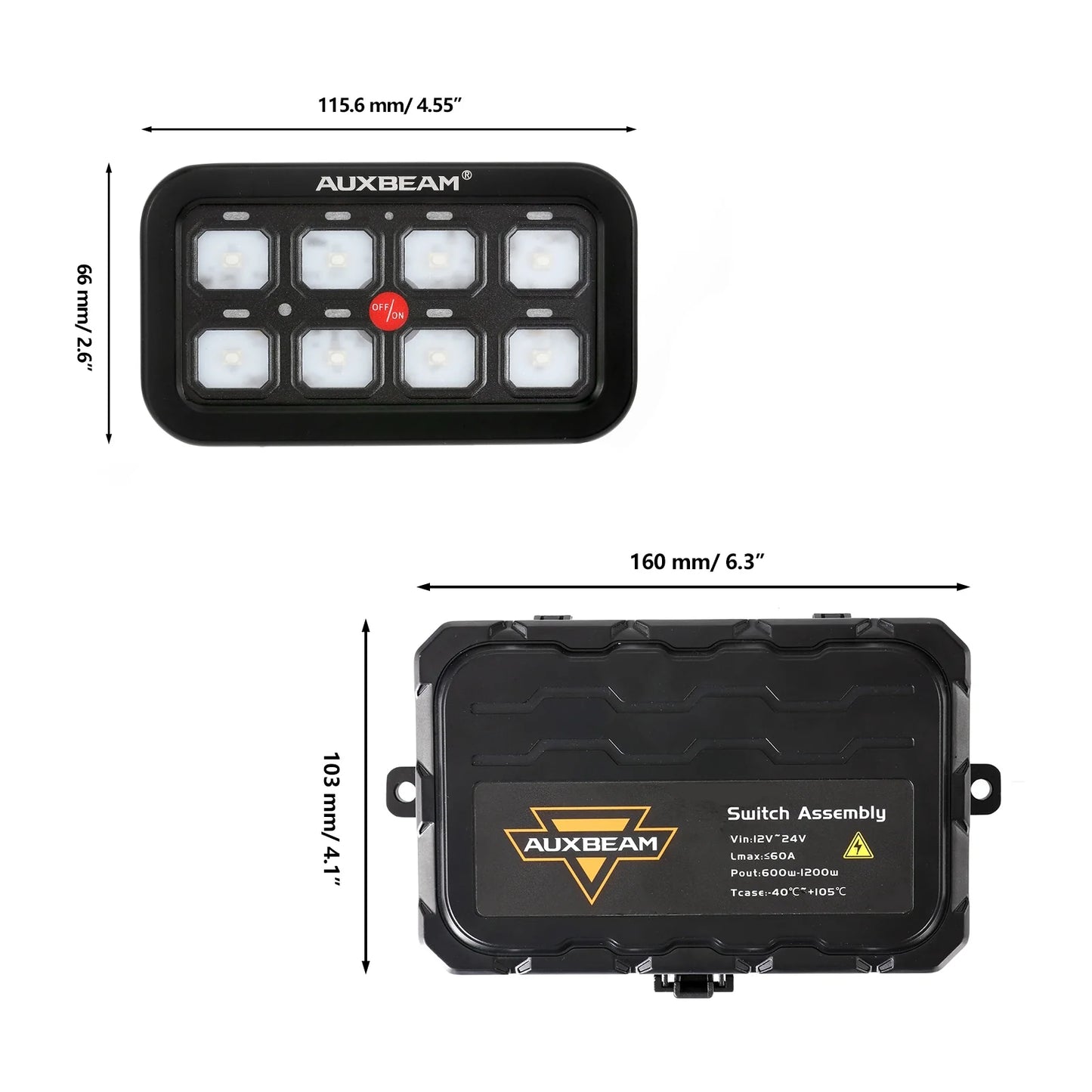 Auxbeam 8 Switch Controller with RGB Backlight, Fuse Box, and Bluetooth App (AR-800)