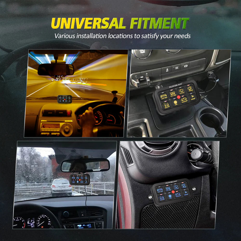 Auxbeam 8 Switch Controller with RGB Backlight, Fuse Box, and Bluetooth App (AR-800)
