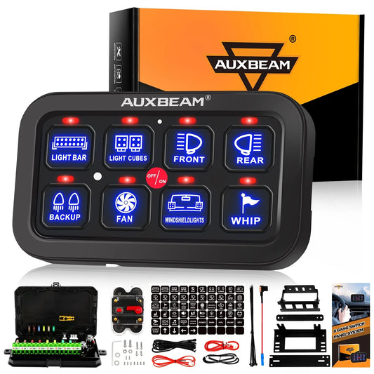 Auxbeam 8 Switch Controller with Blue Backlight & Fuse Box (BA80)