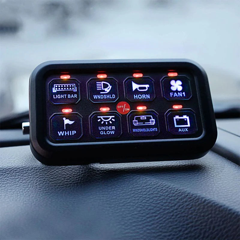 Auxbeam 8 Switch Controller with Blue Backlight & Fuse Box (BA80)