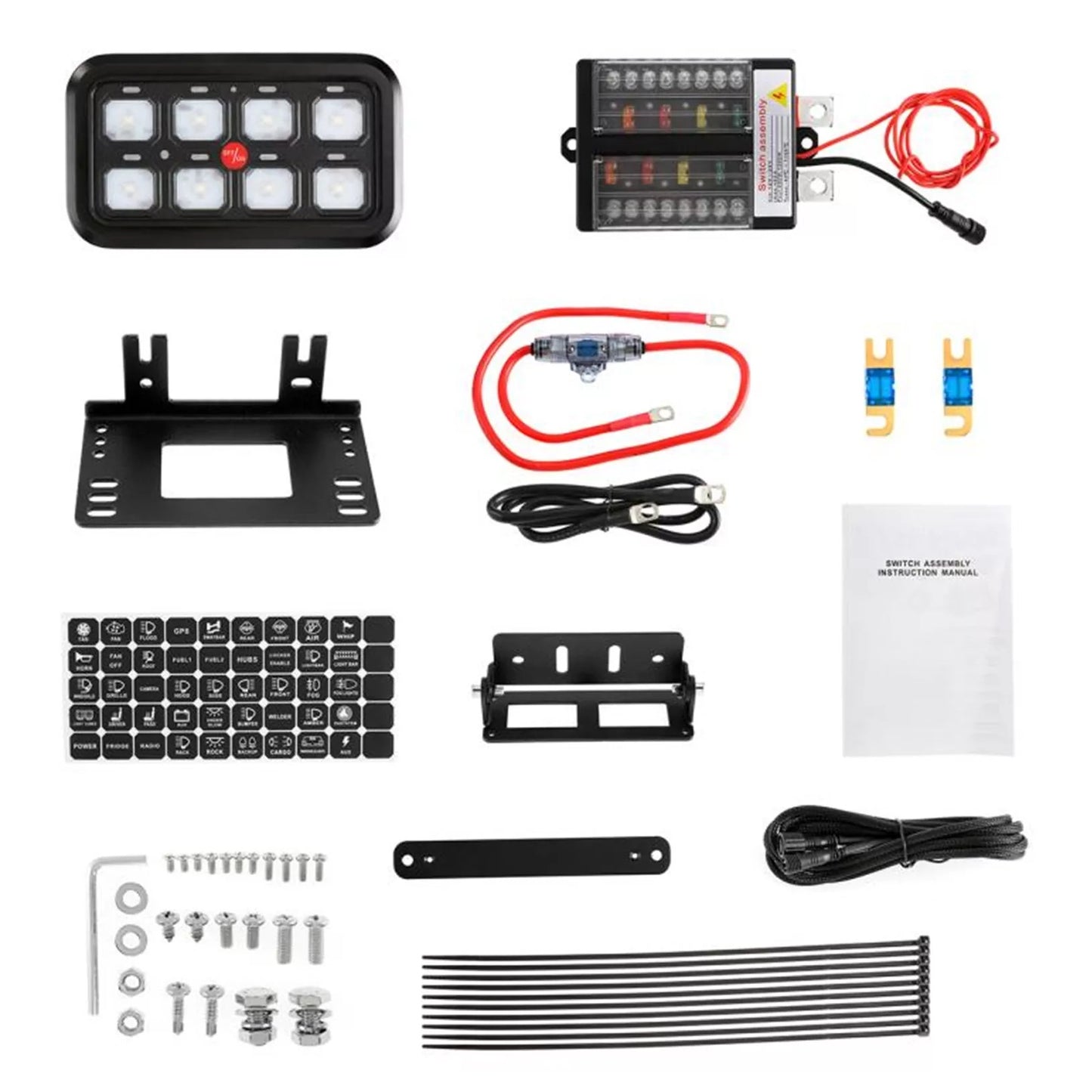 Auxbeam 8 Switch Controller with Blue Backlight & Fuse Box (BA80)