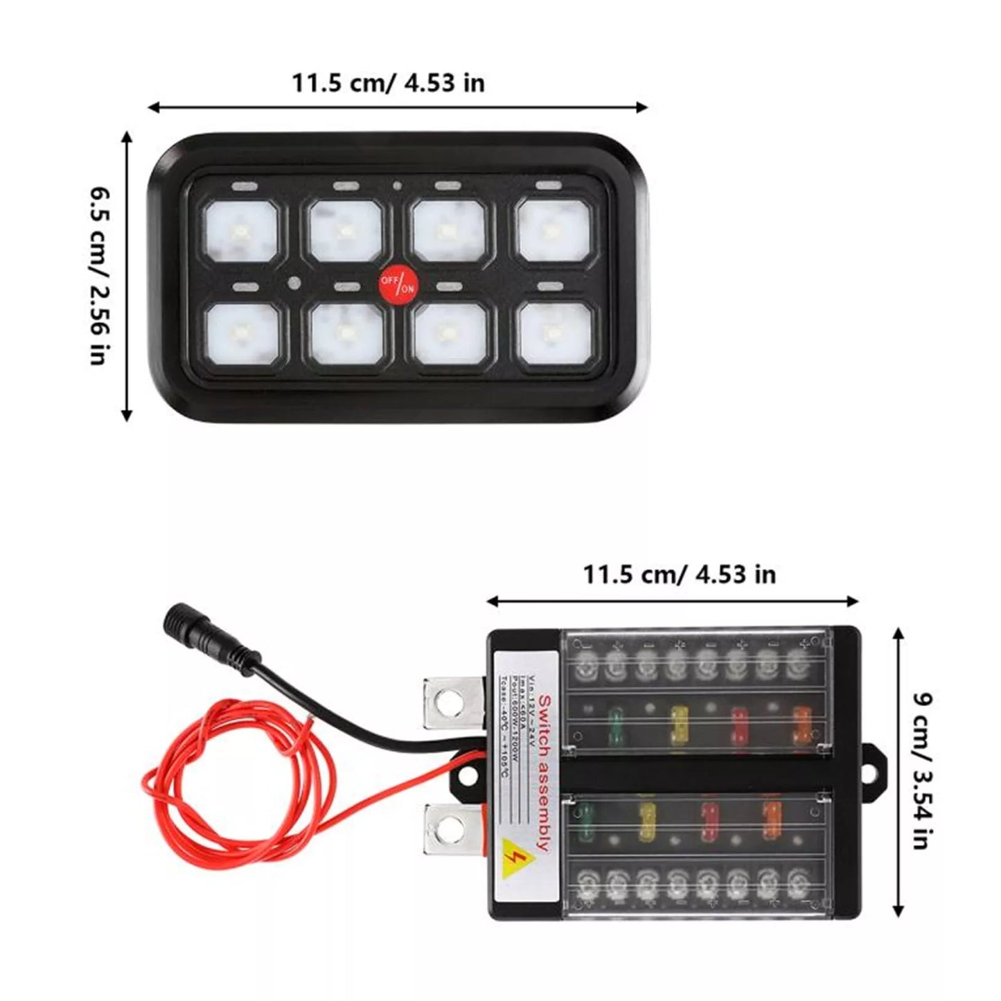 Auxbeam 8 Switch Controller with Blue Backlight & Fuse Box (BA80)