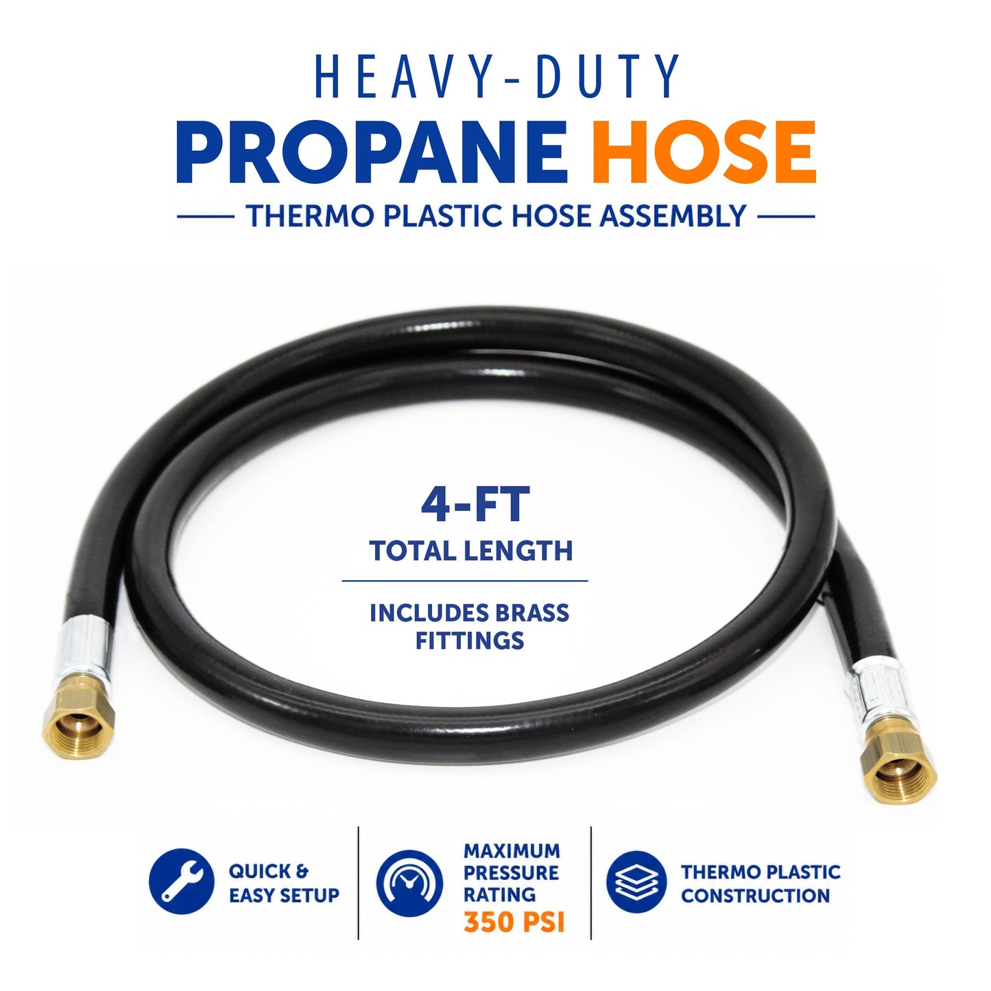 Flame King 48-Inch Thermo Rubber RV Slide Out Hose Assembly 3/8'' ID Female to Female