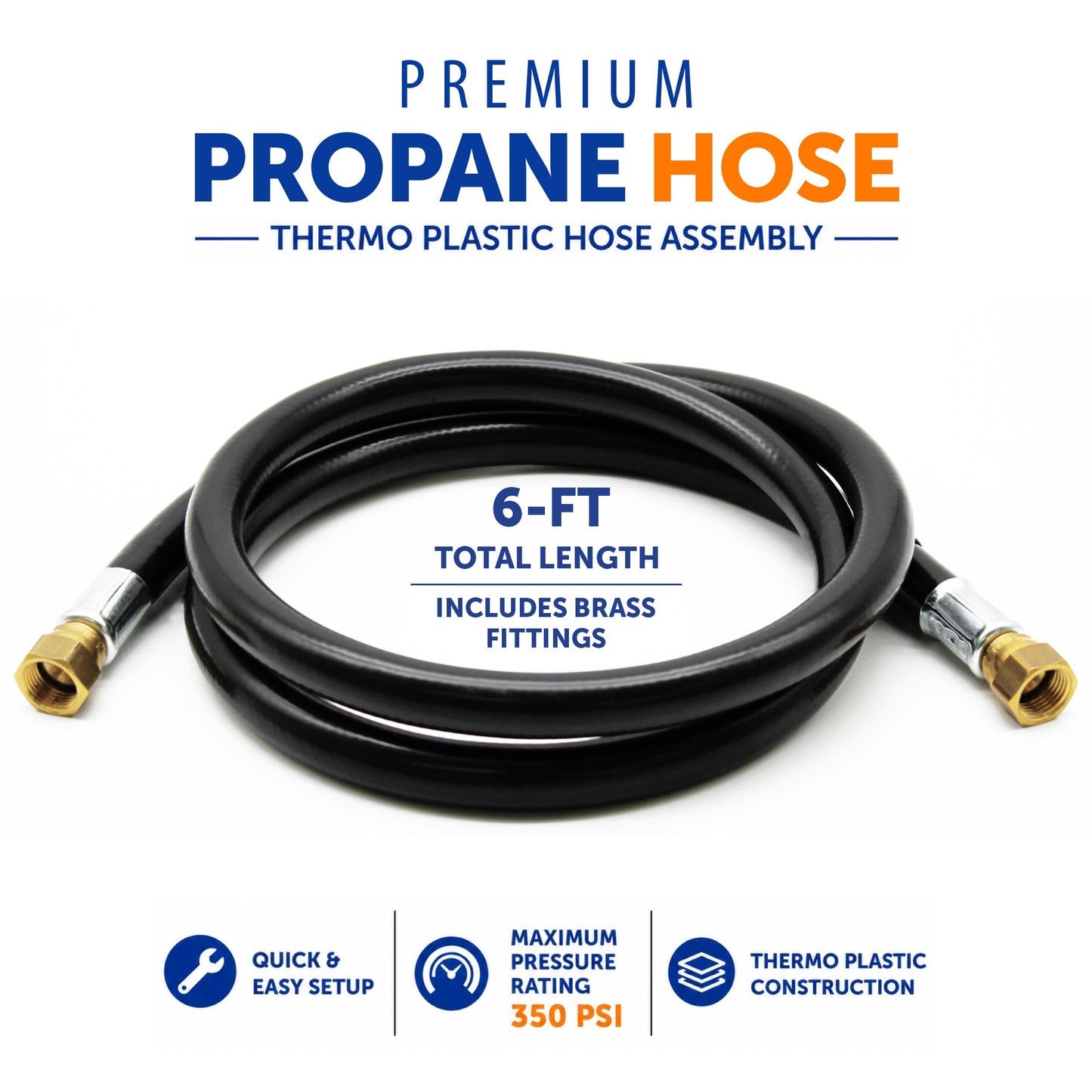 Flame King Thermo Rubber RV Slide Out Hose Assembly, 72 Inch, 3/8 Inch ID, Female to Female