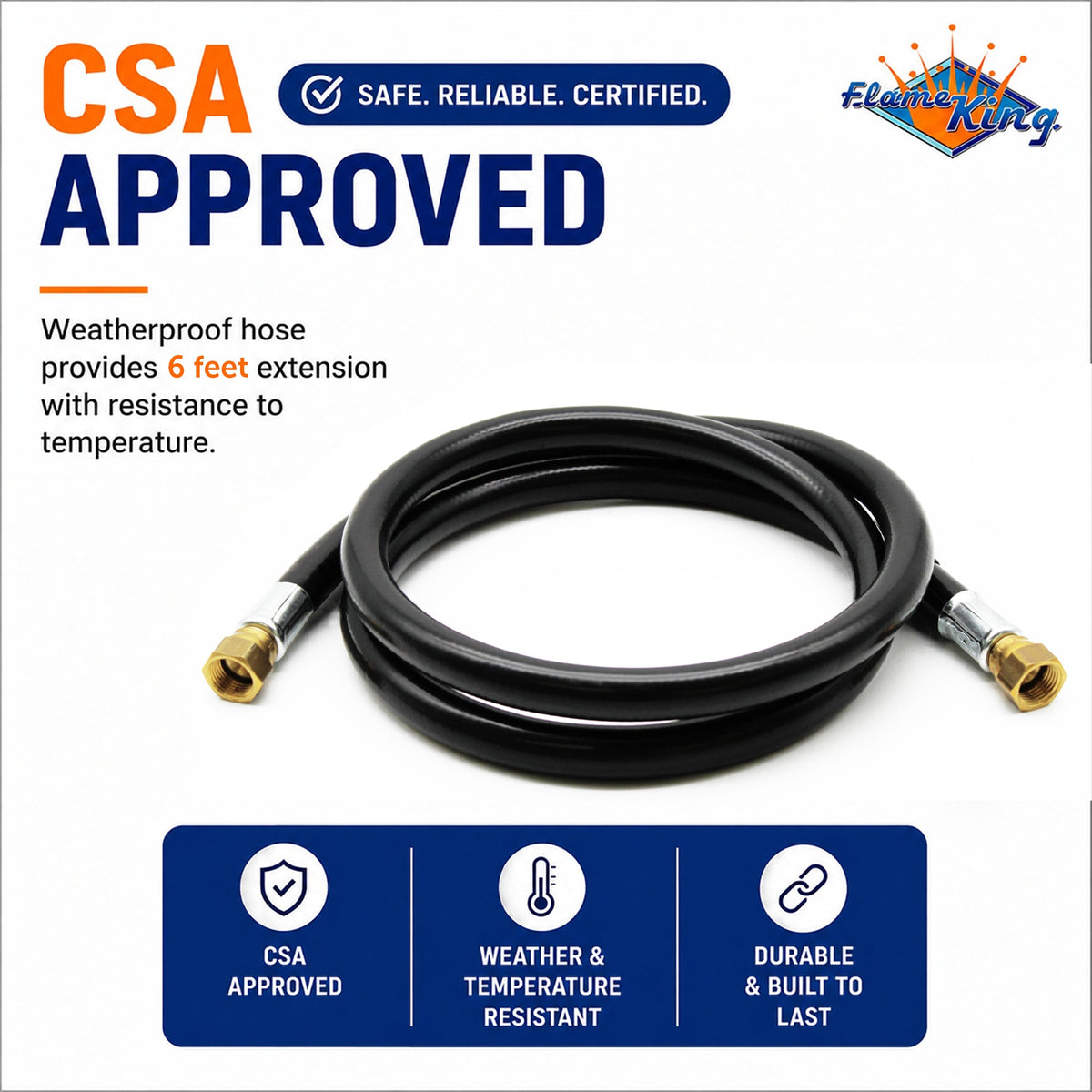 Flame King Thermo Rubber RV Slide Out Hose Assembly, 72 Inch, 3/8 Inch ID, Female to Female