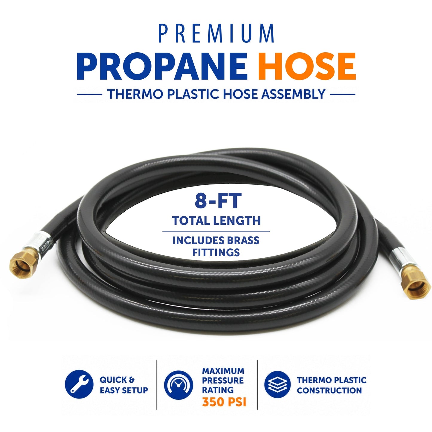 Flame King Thermo Rubber RV Slide Out Hose Assembly, 96 Inch, 3/8 Inch ID, Female to Female