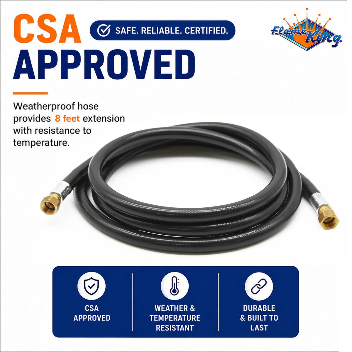 Flame King Thermo Rubber RV Slide Out Hose Assembly, 96 Inch, 3/8 Inch ID, Female to Female
