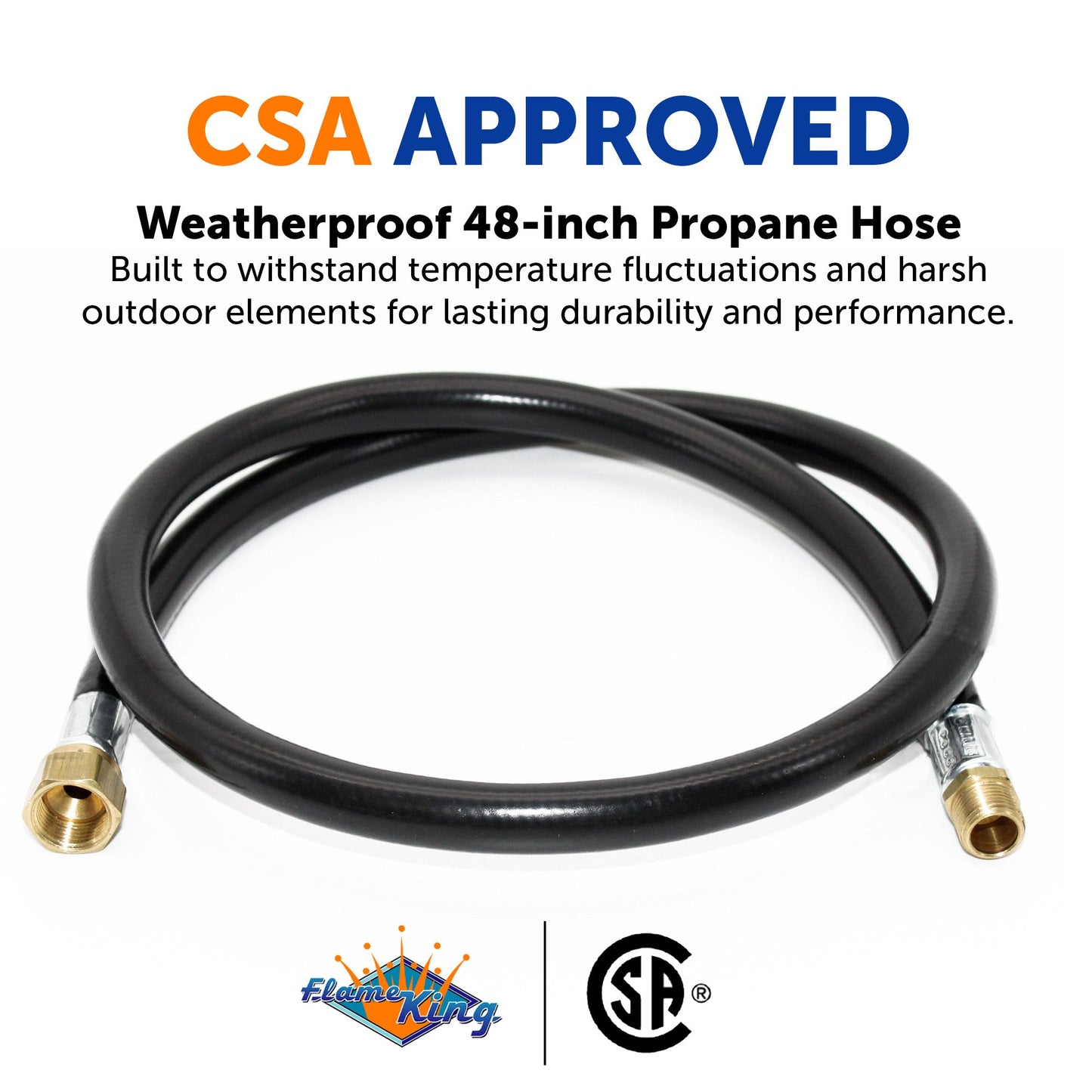 Flame King Thermo Plastic Hose Assembly for LP and Natural Gas, 48 Inch, 3/8 Inch