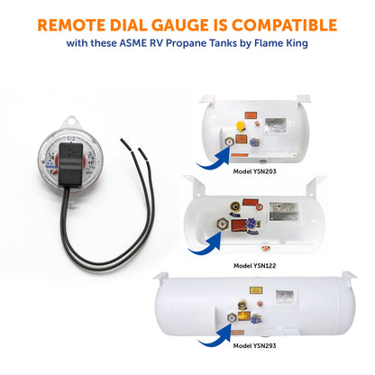 Flame King 0-90 Ohm Twin-Site Remote Dial Gauge for RV ASME Propane Tanks