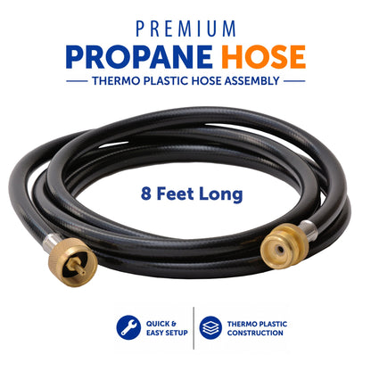 Flame King 8 Ft 1 Pound Propane Tank Gas Hose Adapter Extension