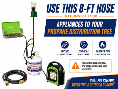 Flame King 8 Ft 1 Pound Propane Tank Gas Hose Adapter Extension