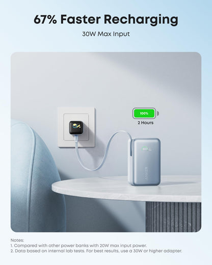 Anker Nano Power Bank (10K, 45W, Built-In Retractable USB-C Cable)