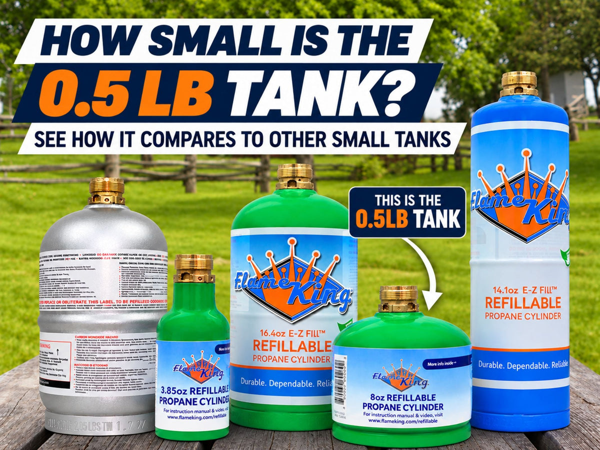 Flame King Eco Friendly Sustainable 8oz 1/2lb Refillable Propane Tank LP Cylinder