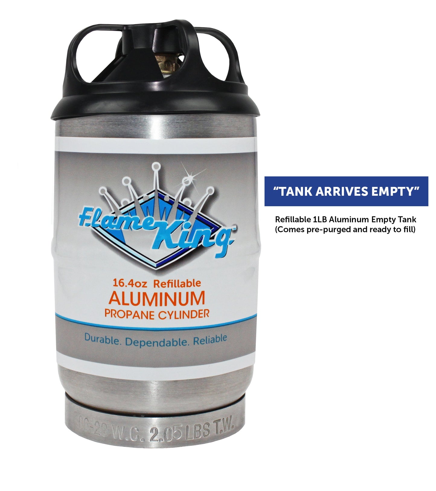 Flame King 2 pack Aluminum Eco Friendly Sustainable 1lb Empty Refillable Propane Tank LP Cylinder