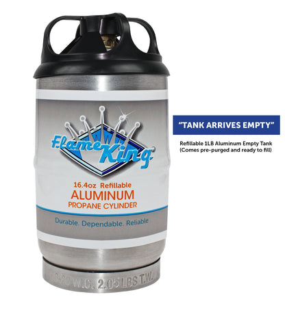 Flame King 2 pack Aluminum Eco Friendly Sustainable 1lb Empty Refillable Propane Tank LP Cylinder