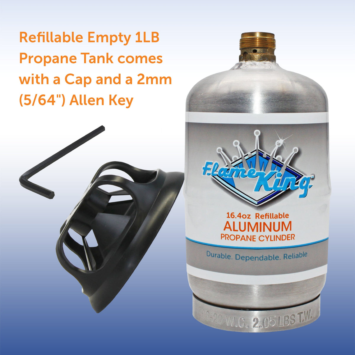 Flame King 1lb Aluminum Refillable Propane Tank LP Cylinder - 2 Pack Eco Friendly Sustainable Tank