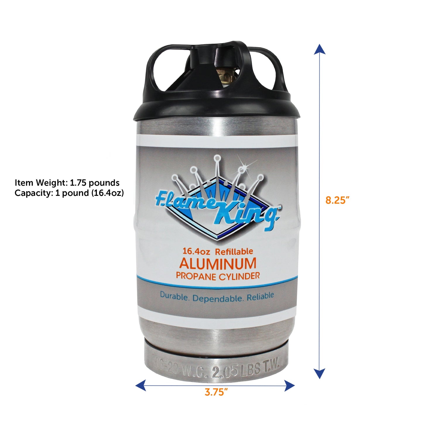 Flame King 2 pack Aluminum Eco Friendly Sustainable 1lb Empty Refillable Propane Tank LP Cylinder