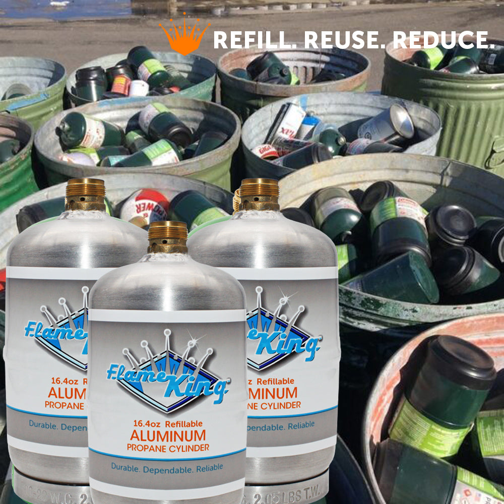 Flame King Eco Friendly Sustainable 1lb Aluminum Refillable Propane Tank LP Cylinder