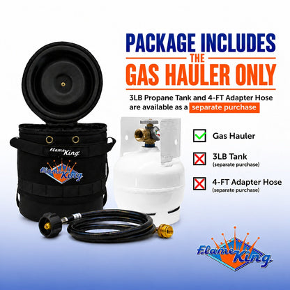Flame King Propane Gas Hauler for 3lb (0.8gal) Propane Tank Insulated Protective Carry Case