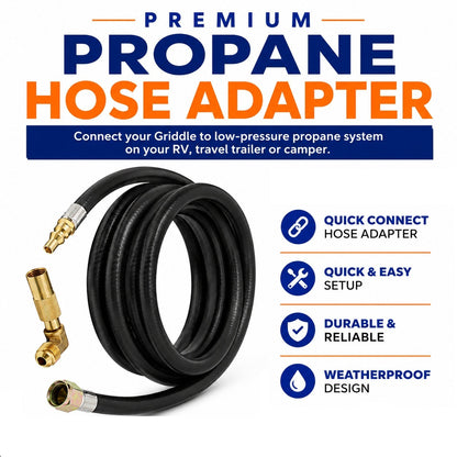 Flame King 12ft RV Quick Connect Hose Adapter for 17" or 22" Griddle