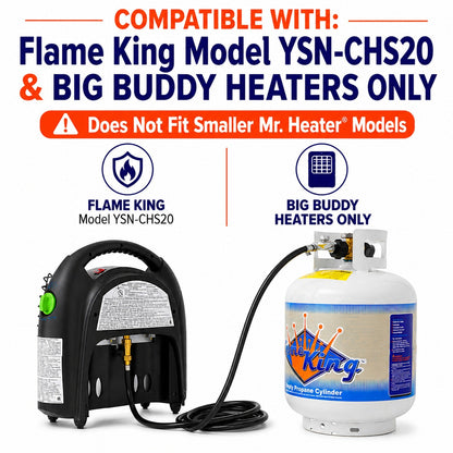 12FT QCC/Type 1 Regulator Hose with 1/4 Quick-Connect Adapter for Flame King Heaters and Buddy Mr Heaters