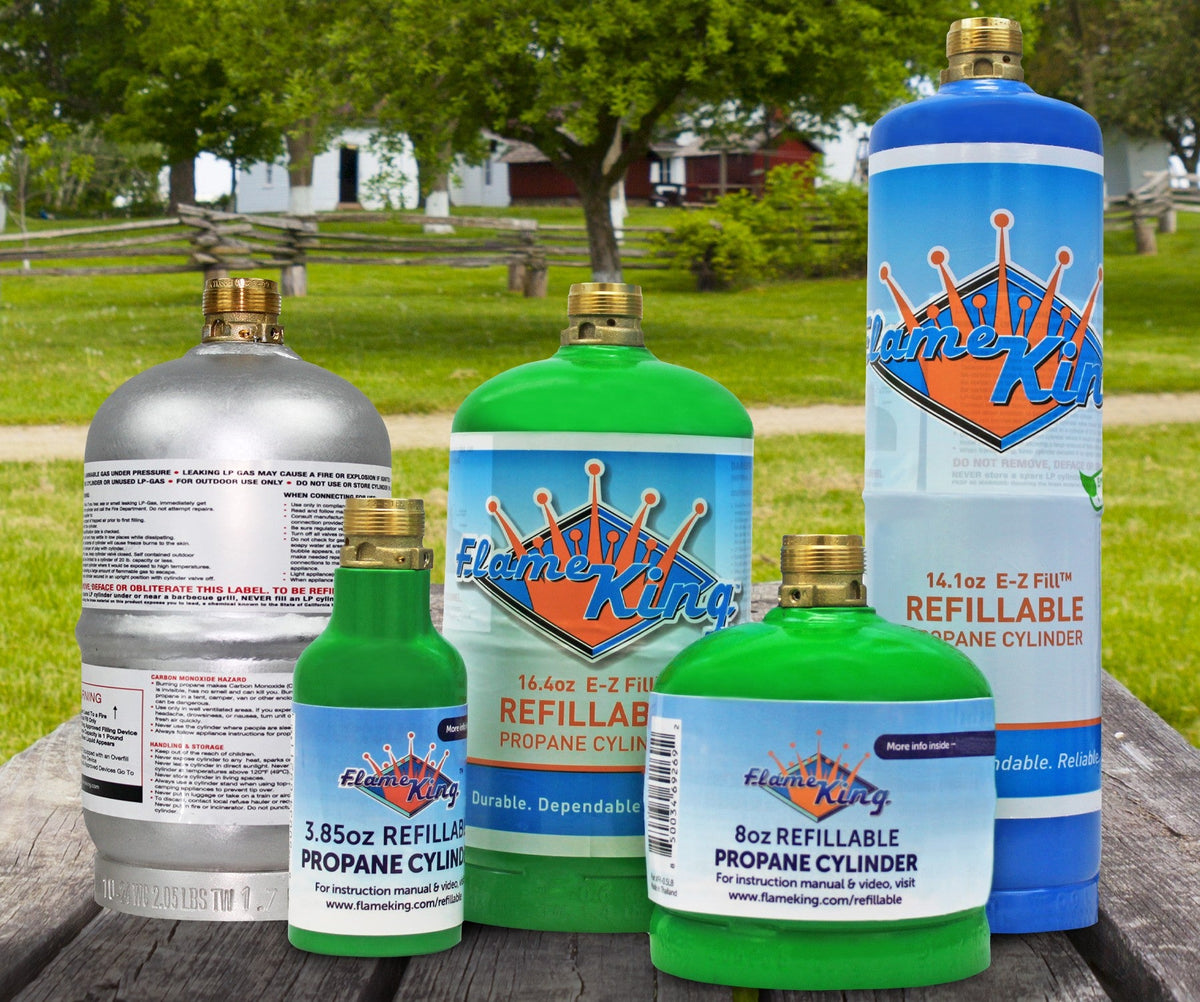 Flame King 1/4 lb Refillable Mini Propane Tank Cylinder - 2-Pack Eco Friendly Tank