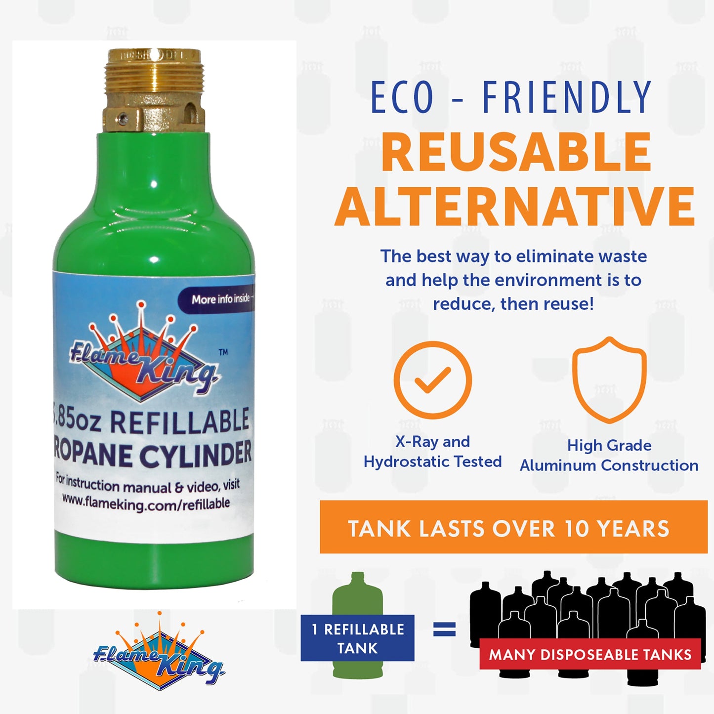 Flame King Eco Friendly 1/4 lb Refillable Mini Propane Tank Cylinder