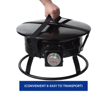 Flame King Outdoor Portable Propane Gas 19″ Fire Pit Bowl with Self Igniter Cover Carry Straps
