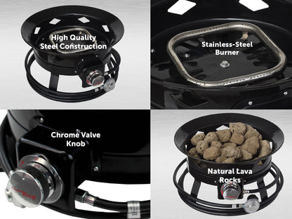 Flame King Outdoor Portable Propane Gas 19″ Fire Pit Bowl with Self Igniter Cover Carry Straps