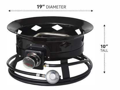 Flame King Outdoor Portable Propane Gas 19″ Fire Pit Bowl with Self Igniter Cover Carry Straps