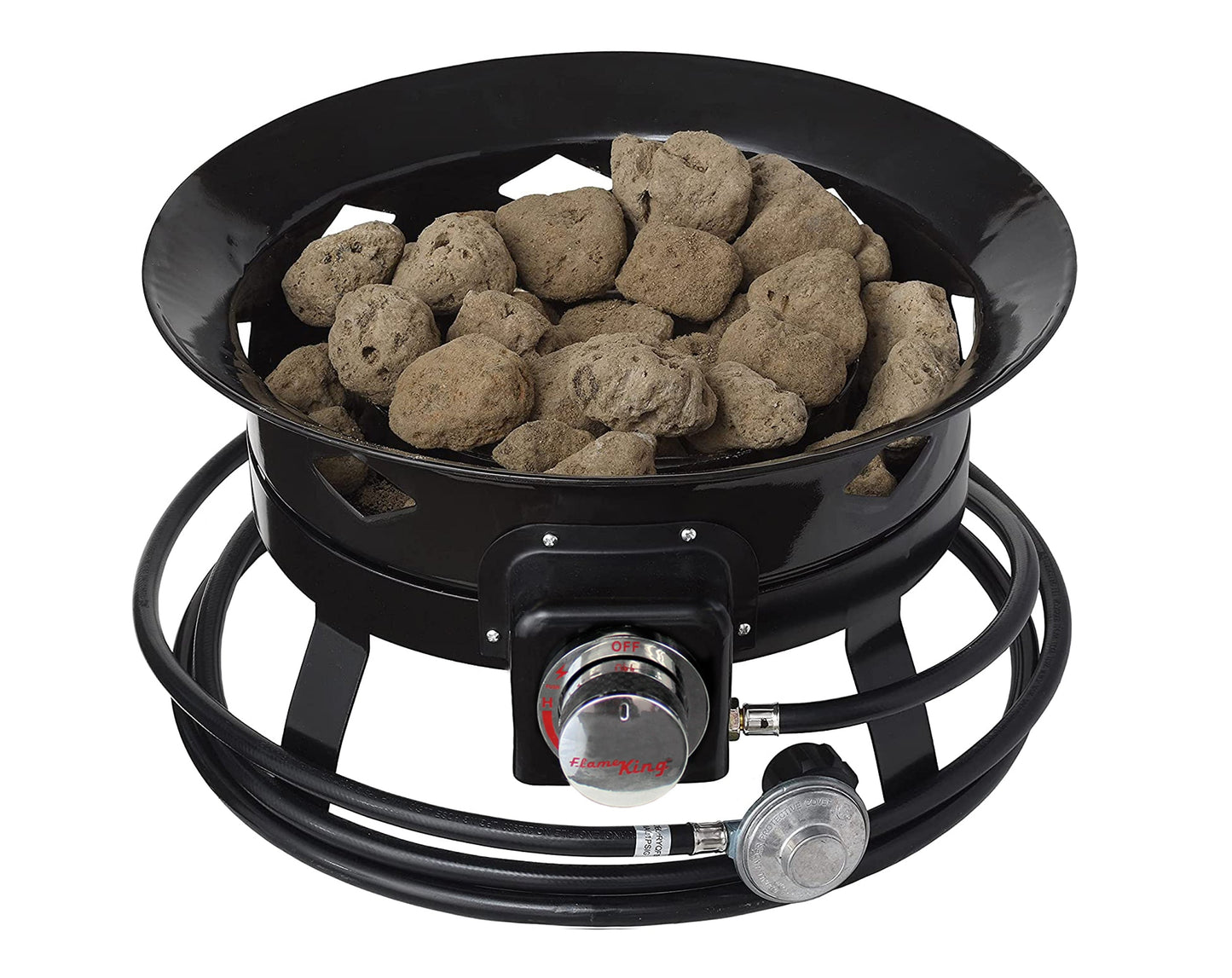 Flame King Outdoor Portable Propane Gas 19″ Fire Pit Bowl with Self Igniter Cover Carry Straps