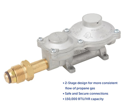 Flame King 2-Stage 150,000 BTU Propane LP Horizontal Super Compact Regulator