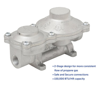 Flame King 2-Stage 150,000 BTU Propane LP Vertical Super Compact Regulator